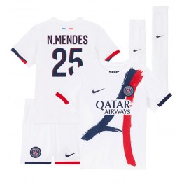 Paris Saint-Germain Nuno Mendes #25 Uit tenue Kids 2024-25 Korte Mouw (+ Korte broeken)